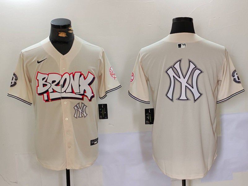 Men New York Yankees Blank Cream joint name 2024 Nike MLB Jersey style 15->new york yankees->MLB Jersey